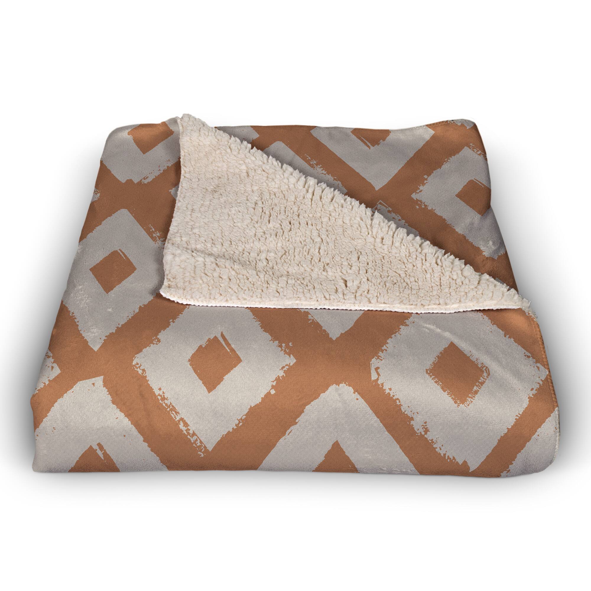 Terracotta Brush Diamonds 50" x 60" Sherpa Fleece Blanket